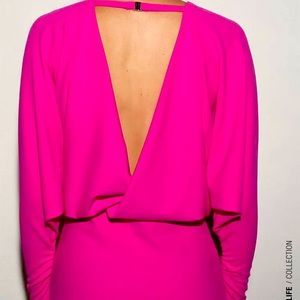 NWT Zara Fuchsia Draped Dress